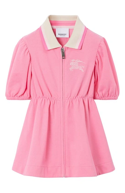 Burberry Kids' Alesea Ekd Embroidered Cotton Piqué Dress In Soft Bubblegum Pink
