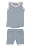 Maniere Babies' Waffle Knit Tank & Shorts Set In Blue