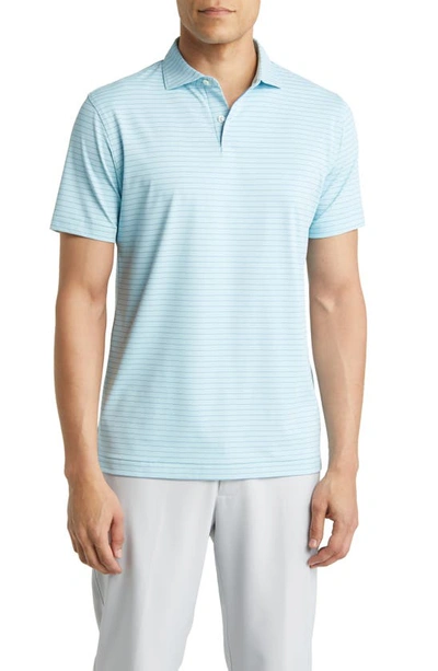 Peter Millar Duet Stripe Jersey Performance Polo In Cabana Blue