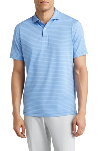 Peter Millar Duet Stripe Jersey Performance Polo In Tahoe Blue