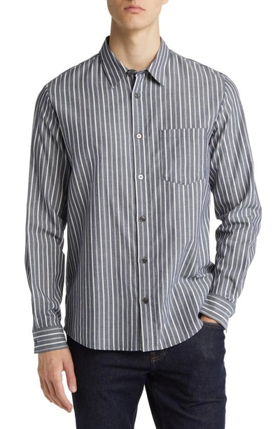 Apc Clement Stripe Button-up Shirt In Bleu