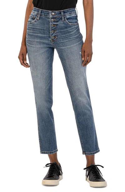 Kut From The Kloth Fab Ab High Waist Crop Straight Leg Jeans In Fire