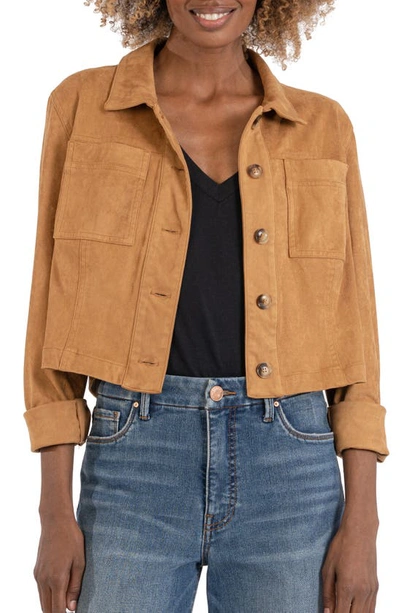 Kut From The Kloth Matilda Crop Faux Suede Jacket In Toffee