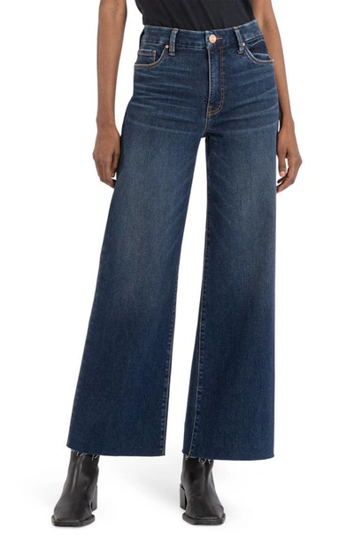 Kut From The Kloth Meg Fab Ab High Waist Raw Hem Ankle Wide Leg Jeans In Blue