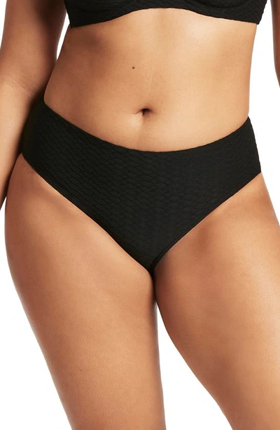 Sea Level Mid Rise Bikini Bottoms In Black