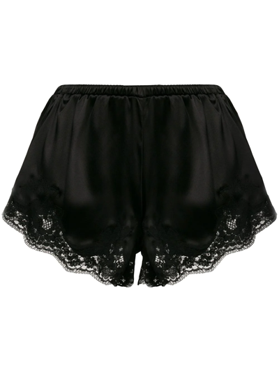 Dolce & Gabbana Dolce And Gabbana Black Satin Lace Detail Shorts