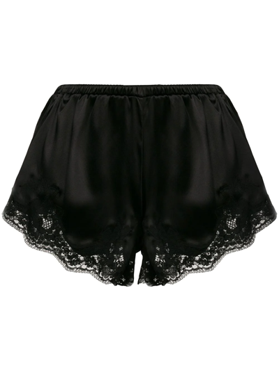 Dolce & Gabbana Dolce And Gabbana Black Satin Lace Detail Shorts In N0000 Black