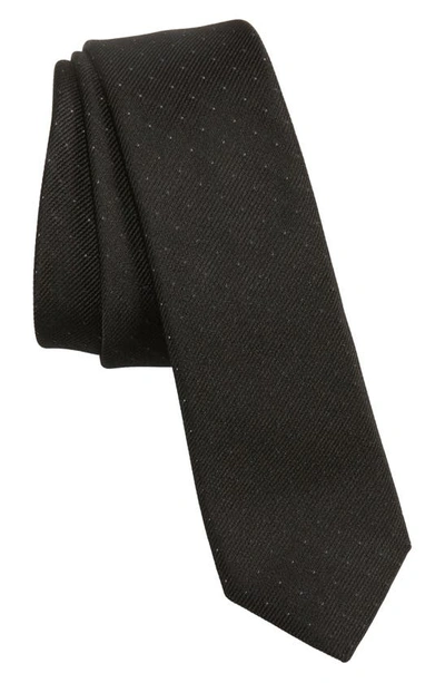 Saint Laurent Plume Silk Blend Faille Tie In Black/ Light Grey