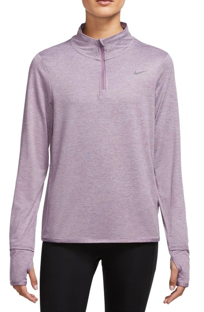 Nike Dri-fit Swift Element Uv Quarter Zip Running Pullover In Purple