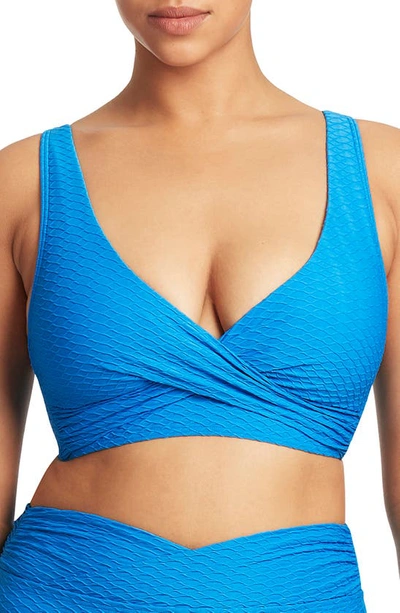 Sea Level Cross Front Multifit Bikini Top In Capri