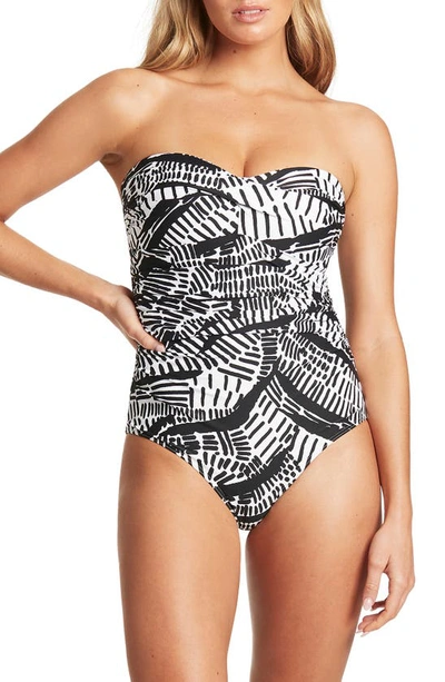 Sea Level Twist Bandeau One-piece Swimsuit In Black