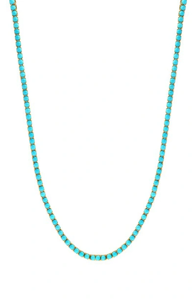 Effy 14k Yellow Gold Turquoise Tennis Necklace In Blue