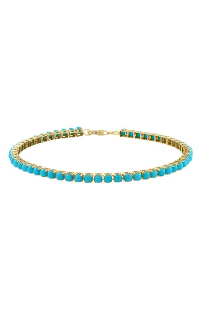 Effy 14k Yellow Gold Turquoise Tennis Bracelet In Blue