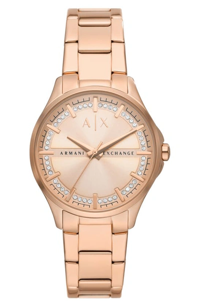 Ax Armani Exchange Lady Hampton 3-hand Quartz Bracelet Watch, 36mm In Rose Gold