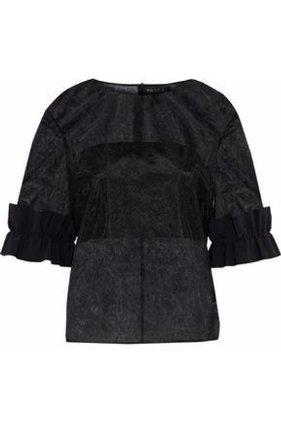 Paskal Woman Ruffled Bonded Stretch Crepe-trimmed Organza Top Black