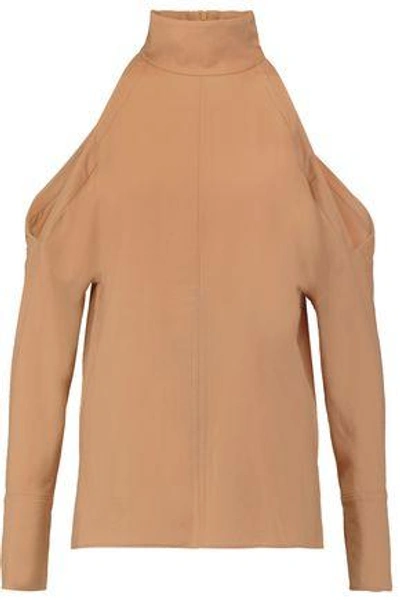 Tibi Woman Winston Cutout Wool Turtleneck Top Camel