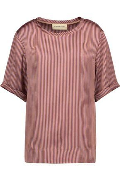 By Malene Birger Woman Winana Striped Satin-twill Top Rose Gold