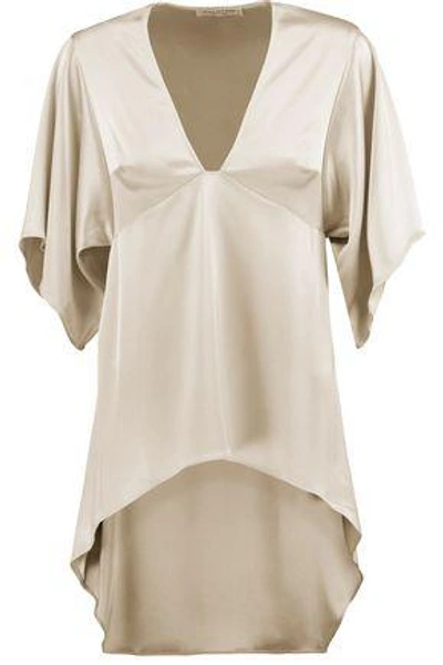 Halston Heritage Woman Asymmetric Satin Top Ecru