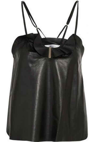 Carven Ruffled Leather Camisole In Black