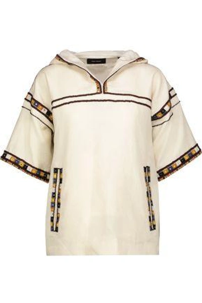 Isabel Marant Woman Berit Embroidered Wool Hooded Top Ecru