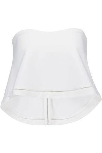 Elizabeth And James Woman Anjelique Cropped Pointelle-trimmed Stretch-ponte Top Ivory