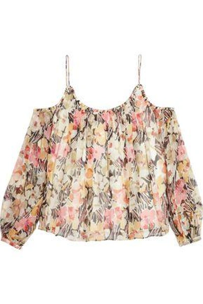 Elizabeth And James Woman Maylin Off-the-shoulder Floral-print Silk-chiffon Top Pink