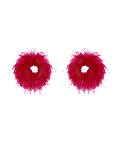 Lapointe Feather Cuffs In Cerise