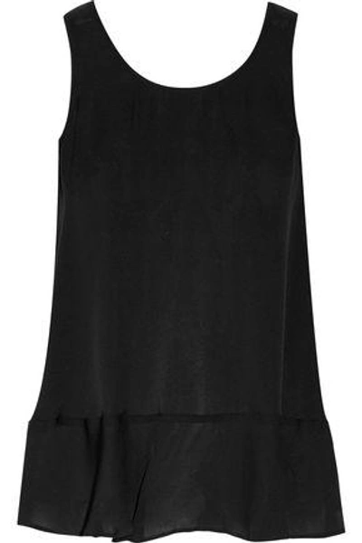 Joie Woman Layered Silk Crepe De Chine And Chiffon Top Black
