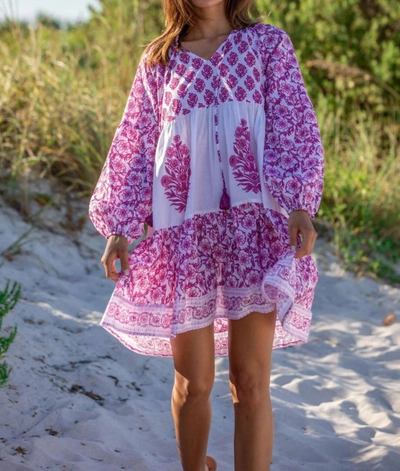 Bindu Leti Dress In Pink/white In Multi