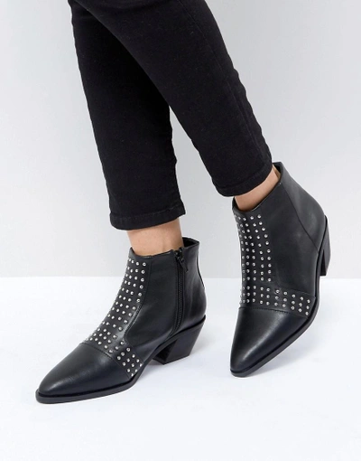 St Sana Studded Angular Heel Boot In Black