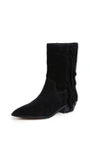 Rebecca Minkoff Women's Krissa Suede Fringe Low-heel Boots In Black
