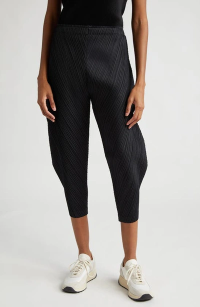 Issey Miyake Thicker Bottoms 1 Pleated High Waist Crop Pants In Black