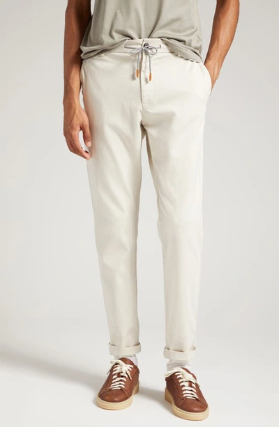 Eleventy Cotton Sateen Drawstring Joggers In Sand