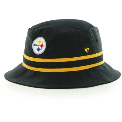 47 ' Black Pittsburgh Steelers Striped Bucket Hat