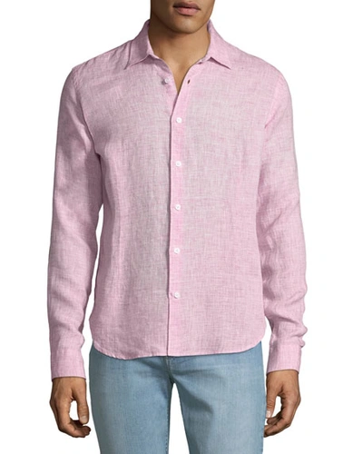 Orlebar Brown Morton Tailored Linen Button-down Shirt In Pink