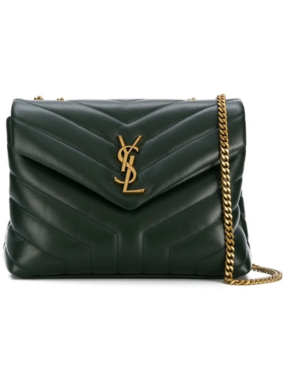 Saint Laurent Small Loulou Matelassé Leather Shoulder Bag In Green