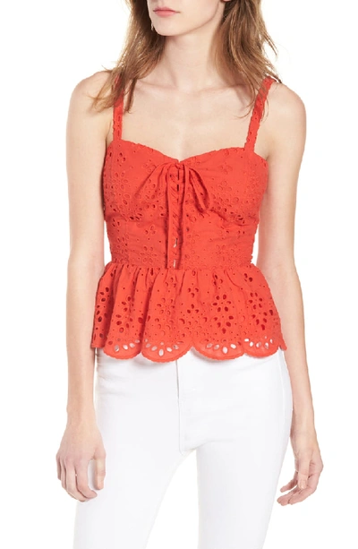 Cupcakes And Cashmere Beverli Peplum Corset Tank In Poppy Red