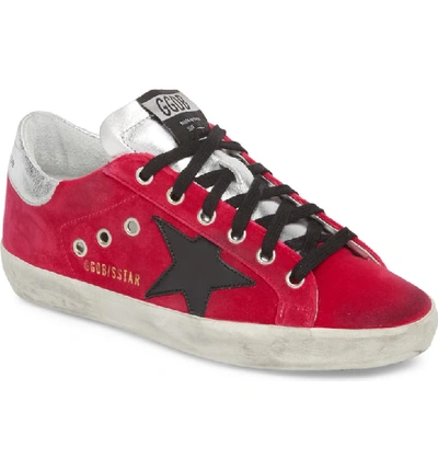 Golden Goose Superstar Low-top Sneakers In Fuxia Velvet-black Star