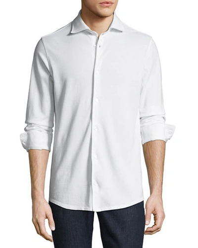 Fedeli Men's Pique-knit Polo Sport Shirt In White