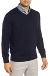 Peter Millar Men's Crown Soft Wool/silk V-neck Sweater In Navy