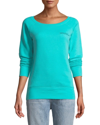 For Better Not Worse Nap Time Boat-neck Long-sleeve Pullover Sweater, Teal