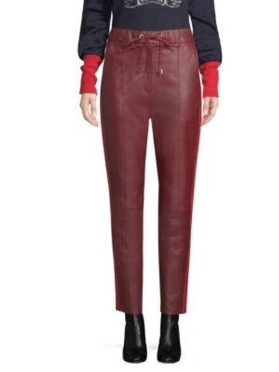 Tommy Hilfiger Faux-leather Track Pants In Cabernet