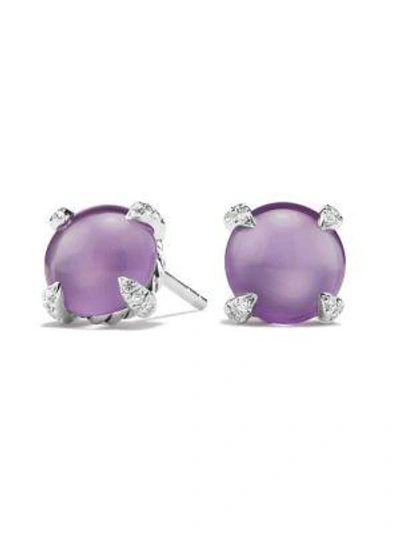 David Yurman Châtelaine® Diamond, Gemstone & Sterling Silver Stud Earrings In Amethyst