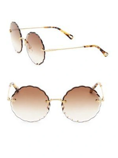 Chloé Rosie Round Scalloped Sunglasses In Gold Gradient Brown