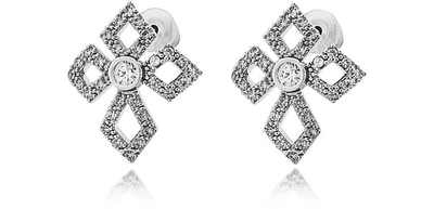 Federica Tosi Earrings Sterling Silver Lobo Cross Earrings W/crystals
