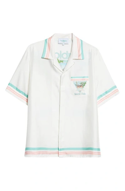 Casablanca Men's Tennis Club Silk Camp Shirt In White