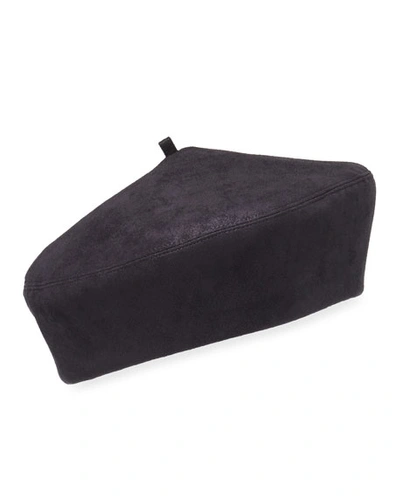 Eric Javits Betty Sueded Packable Beret In Black