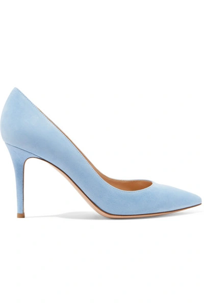 Gianvito Rossi Gianvito 85 Point-toe Suede Pumps In Sky Blue