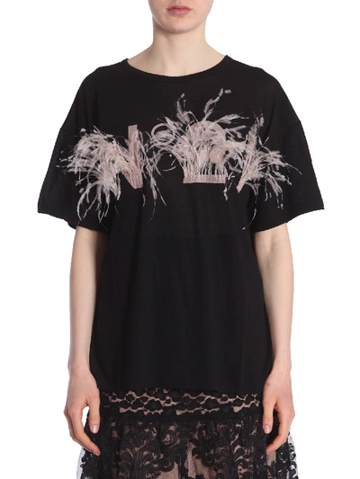 N°21 T-shirt With Logo And Feathers In Black