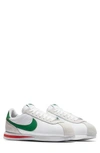 Nike Cortez Basic Nylon Sneaker In White/ Green/ Habanero Red